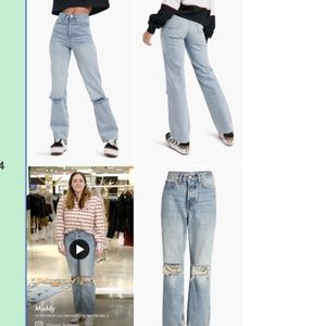 Topshop Ripped Straight Leg Dad Jeans